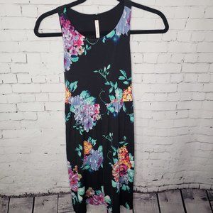 Women's Floral Racerback Tank Dress Black Bellamie SM Sundress Business Attire